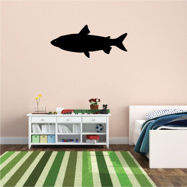 Rainbow trout decal with black fish silhouette on light background