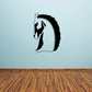 Geometric horse head decal, black and white angular silhouette