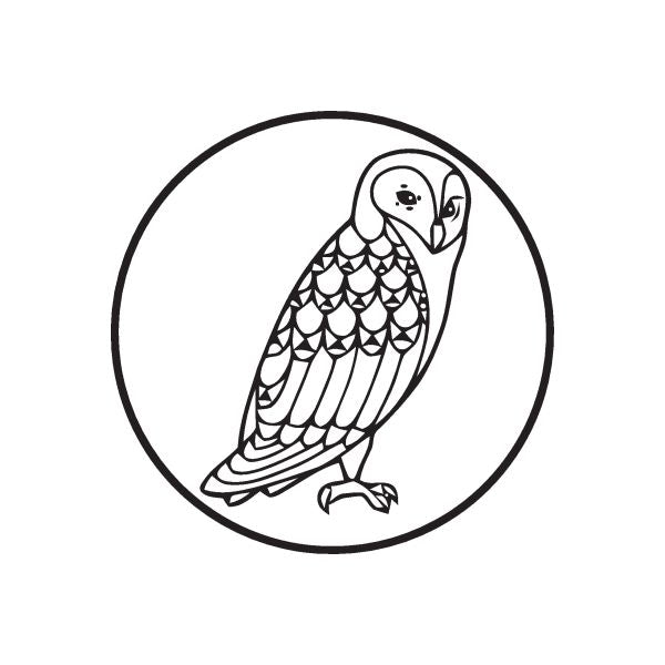 Image of Geometric Owl in Circle Decal