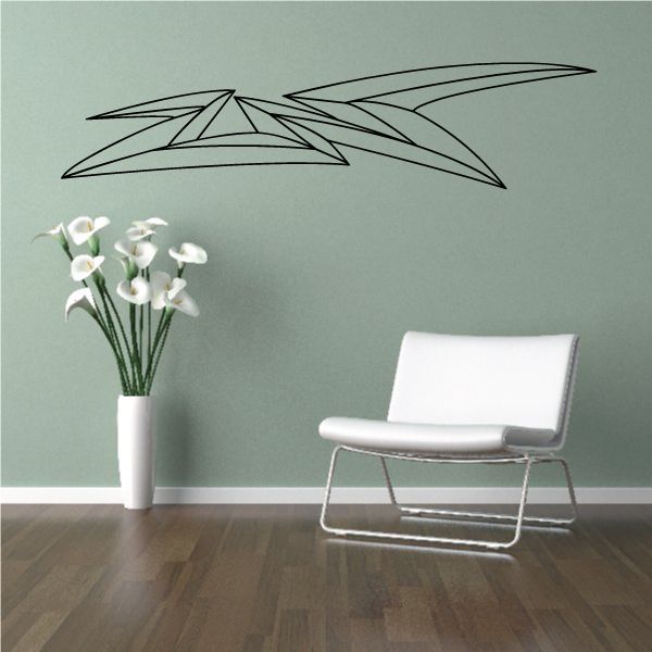 Geometric pinstripe vinyl decal with angular abstract black line design
