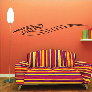 Angular pinstripe vinyl decal with bold black angular linework on wall