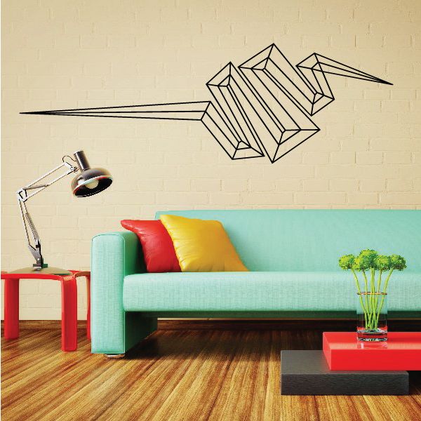 Pinstripe vinyl decal with black geometric striped design