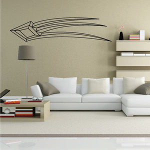 Geometric pinstripe vinyl wall decal with streamlined aircraft/rocket outline