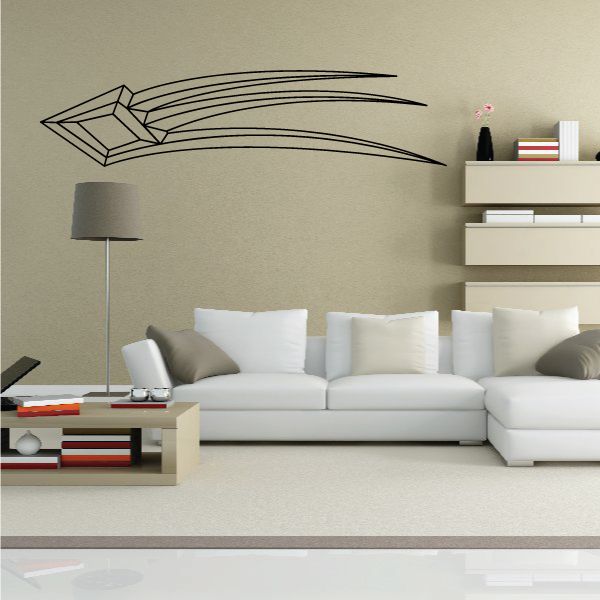 Geometric pinstripe vinyl wall decal with streamlined aircraft/rocket outline