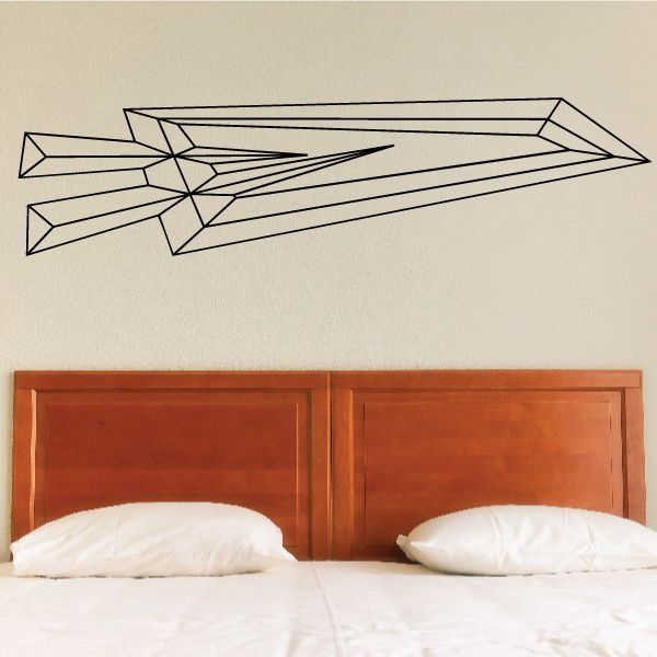 3-D pinstripe vinyl decal with geometric line strip above bed