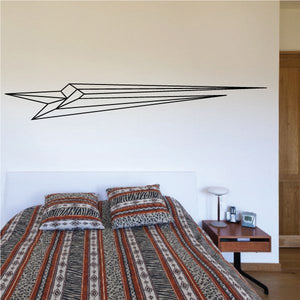 Geometric pinstripe vinyl decal, spear-like outline in black and gray lines