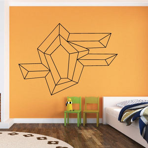 Geometric pinstripe vinyl wall decal with angular line-art shapes
