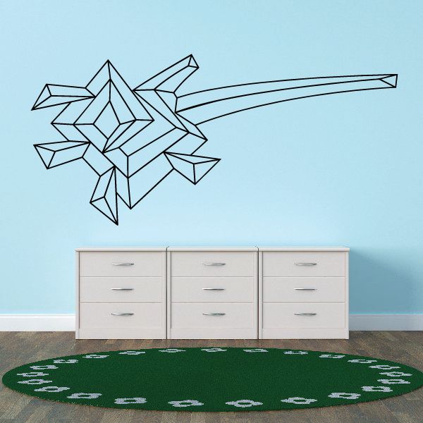 Geometric angular vinyl decal with pinstripe lines, dark blue/gray abstract starburst shape