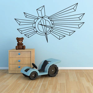 Geometric sunburst pinstripe vinyl decal with circular center and radiating lines