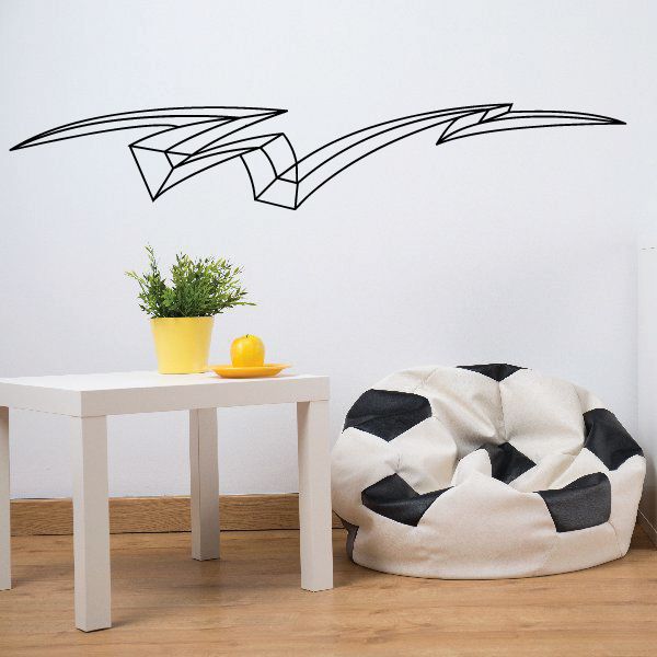 Geometric pinstripe vinyl wall decal with bold black outline, angular lines