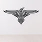 Geometric spread eagle wall decal with outlined wings in black and gray