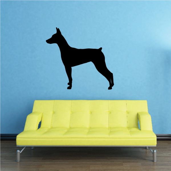 German Pinscher decal: black standing dog silhouette