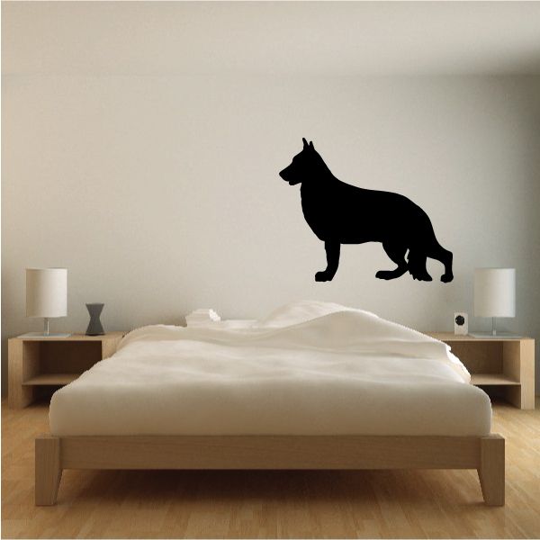 German Shepherd decal, black dog silhouette wall sticker