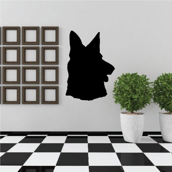 German shepherd head decal, black dog head silhouette