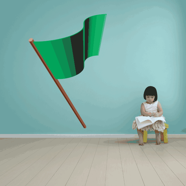 GF LAG flag sticker: green striped flag on brown pole