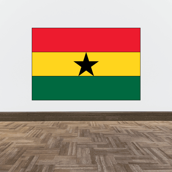 Ghana flag sticker with black five-point star on red, yellow, and green stripes