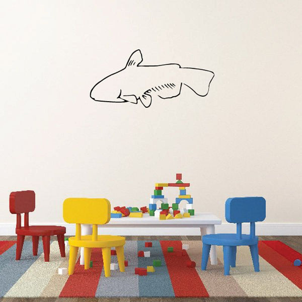 Line-drawn freshwater fish wall decal with subtle striped tail