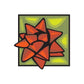 Gift bow sticker with layered orange ribbon bow and dark outlines