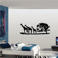 Safari giraffe family wall decal with silhouettes, tree and ground line