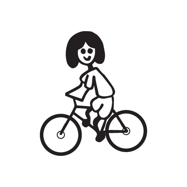 Girl biking decal, black silhouette of girl riding a bicycle