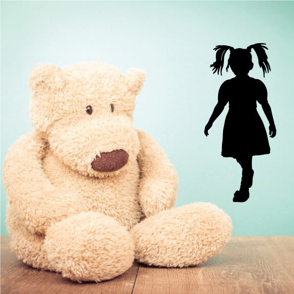 Black girl silhouette wall decal, standing and walking pose
