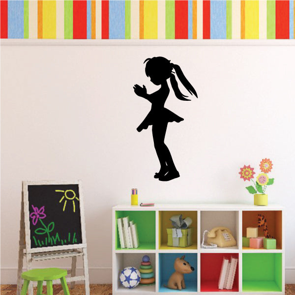 Girl wall decal silhouette, jumping with arms out