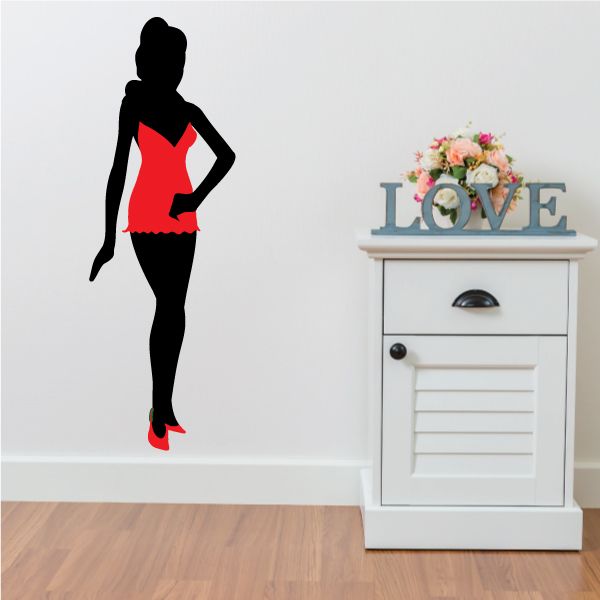 Image of Girl in Short Red Dress Sticker