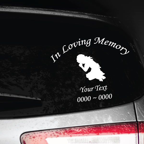 Image of Girl Kneeling and Praying Custom In Loving Memory Decal