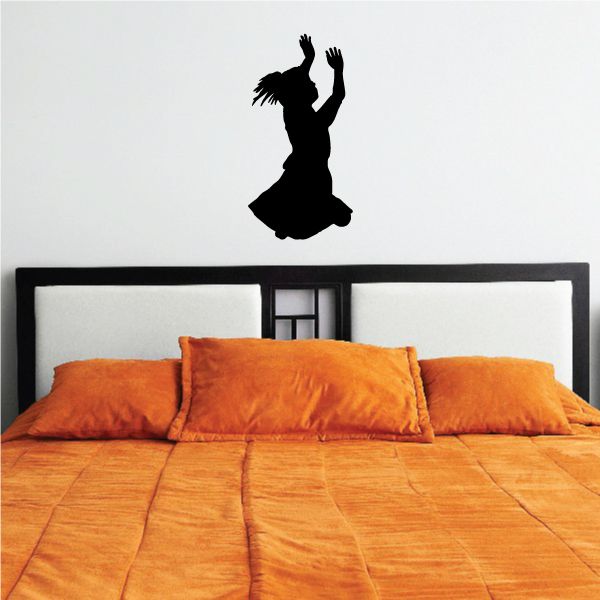 Praying girl wall decal silhouette with hands raised in the air