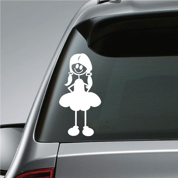 Image of Girl Smiling with Long Pigtails and Hands Behind Clothes Decal