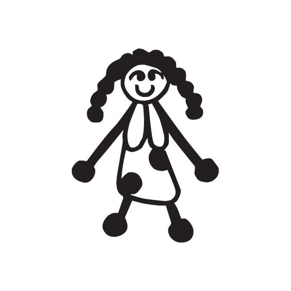 Girl decal with braided hair and polka-dot dress