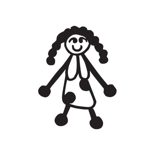 Image of Girl with Braided Hair and Polka Dots Decal