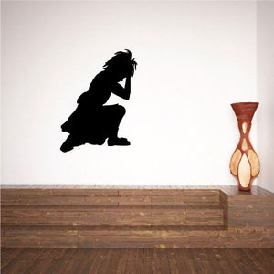 Praying girl decal silhouette with one hand on her head