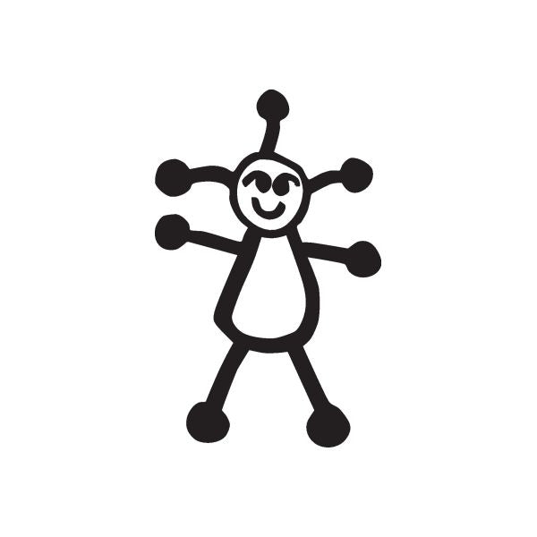 Cartoon girl long-hair decal, black and white character
