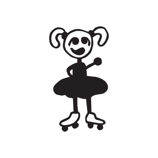 Image of Girl with Pigtails and Waving Left Arm Decal