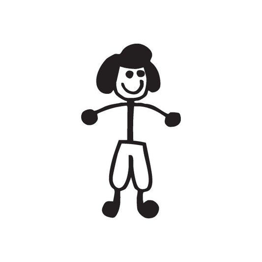 Image of Girl with Pigtails on Skates and Waving Left Arm Decal