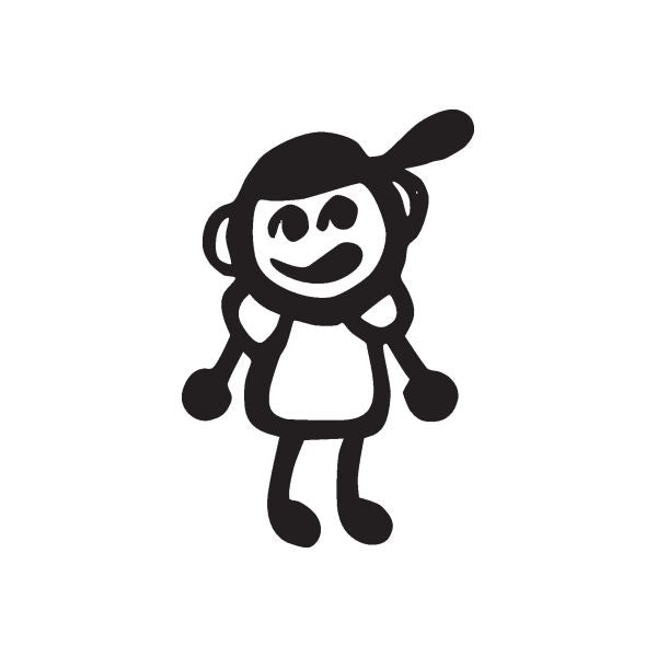 Black pointed-hair girl character decal with smile