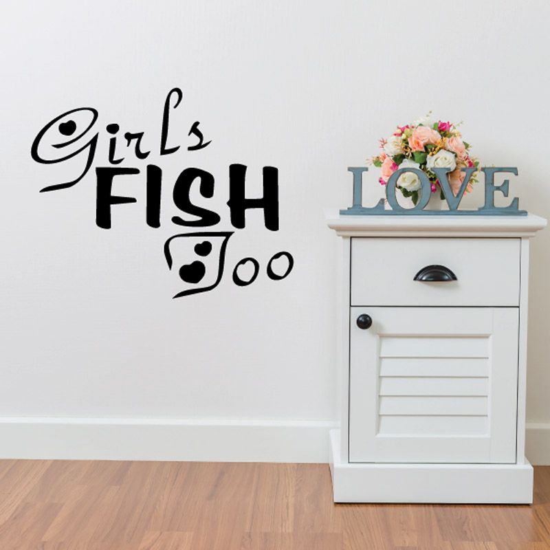 Image of Girls fish too Wall Decal - Vinyl Decal - Car Decal - DC0031