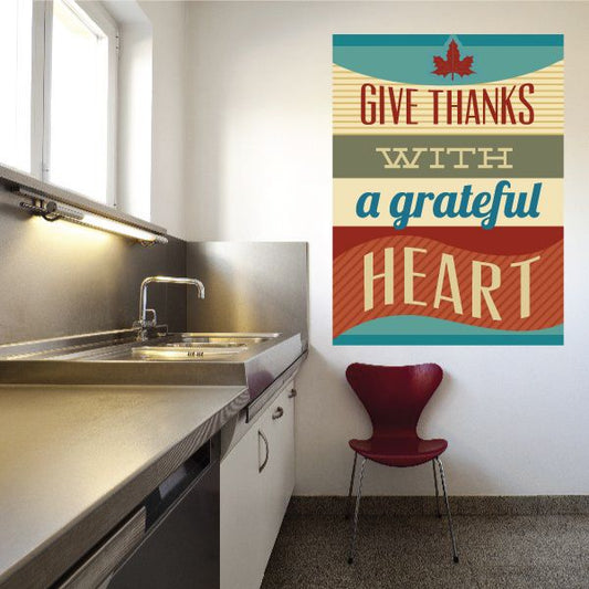 Image of Give Thanks with a Grateful Heart Color Rectangle Sticker