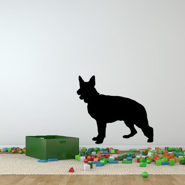 Black dog silhouette decal, standing pet design