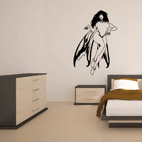 Butterfly fairy wall decal with flowing dress and large wing shapes