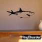 Gliding bull shark wall decal, black stylized shark in profile with open mouth