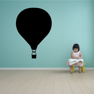 Hot air balloon wall decal, black balloon with small basket illustration.