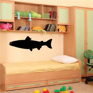 Gliding landlocked salmon decal, black fish silhouette on a wall
