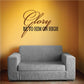 Cursive printed wall decal: “Glory Be To Him On High”