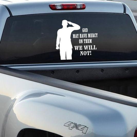 Image of God May Have Mercy Salute Decal