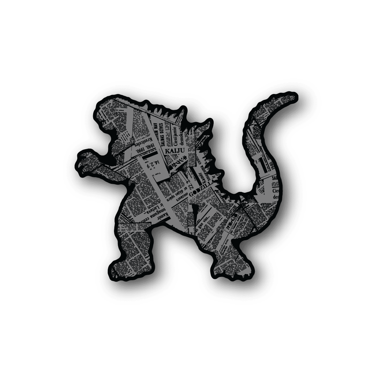 Image of Godzilla Newspaper Collage Sticker