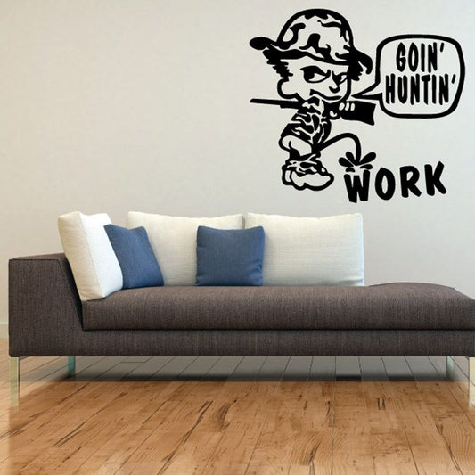 Image of Goin huntin Piss Work Calvin Wall Decal - Vinyl Decal - Car Decal - DC0021