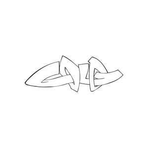 Gold graffiti decal sticker with abstract lightning-style letter shapes