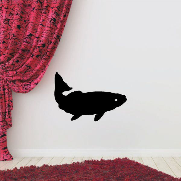 Black trout fish vinyl wall decal, single fish silhouette
